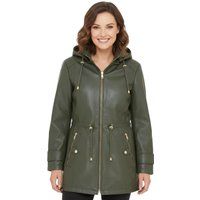 Lederparka mit abnehmbarer Borg-Kapuze