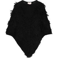 Strukturierter Strick-Poncho mit Fransen