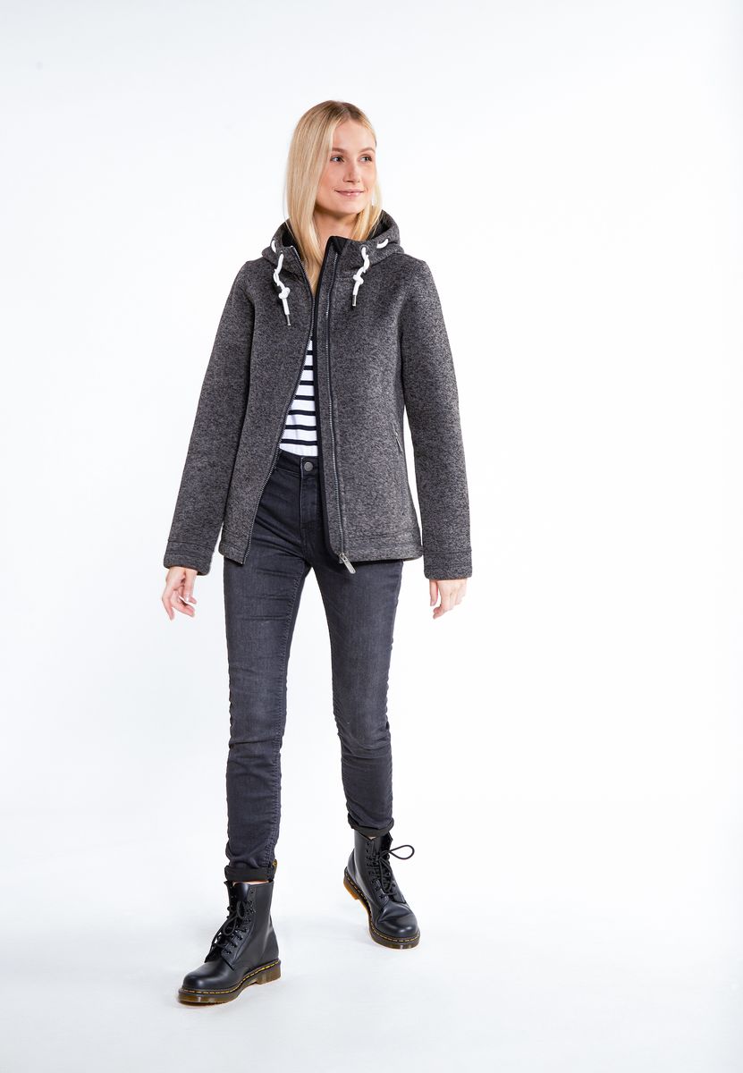Kapuzenjacke aus Melange-Strickfleece
