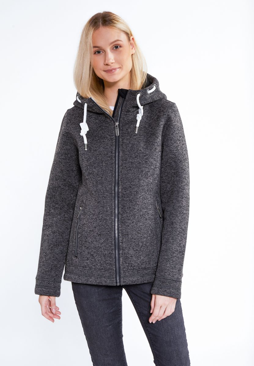 Kapuzenjacke aus Melange-Strickfleece