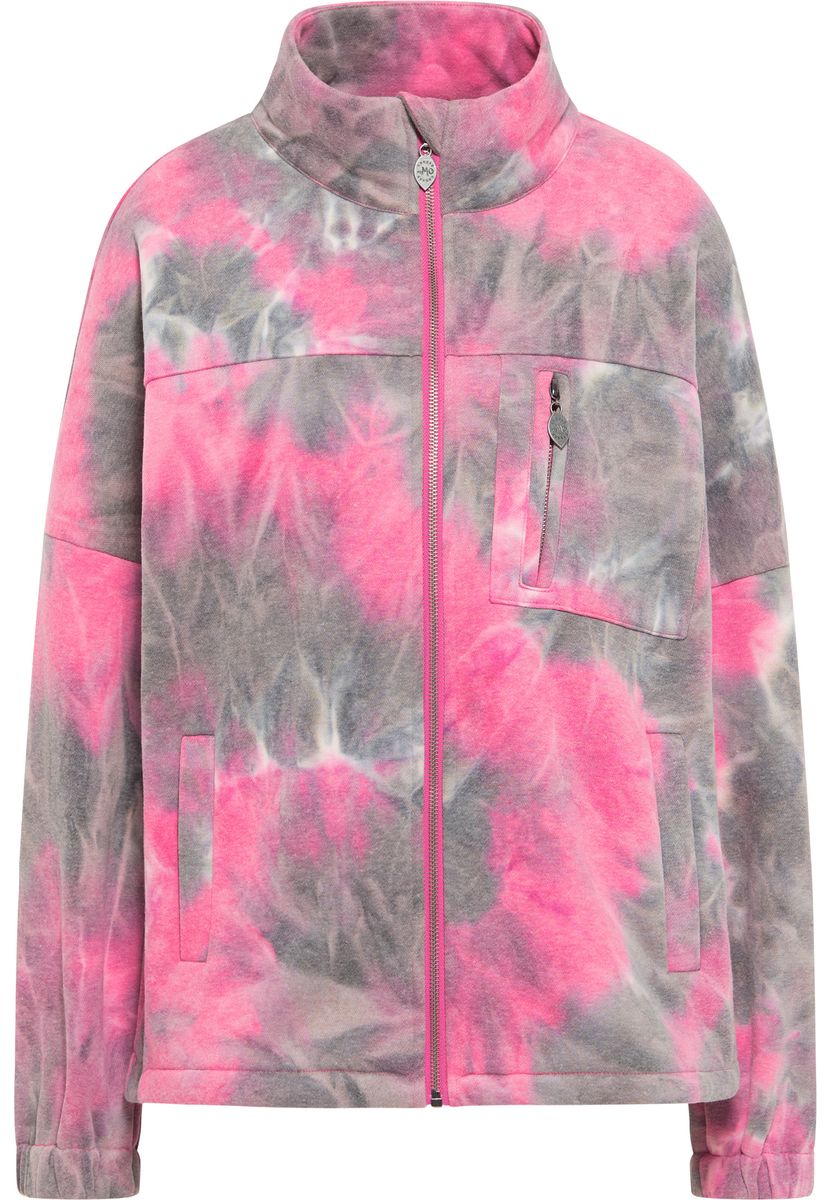 Oversized Fleecejacke mit Batikmuster
