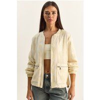 Floral bestickte leichte Bomberjacke