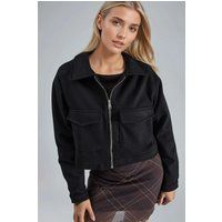 Cropped Gabardine-Jacke mit Reißverschluss