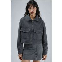Kurzgeschnittene Gabardine-Jacke mit Reißverschluss