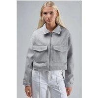 Kurze Gabardine-Jacke mit Reißverschluss