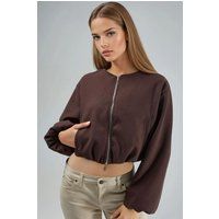 Kurze Gabardine-Jacke mit Reißverschluss