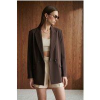 Zweireihiger Langer Krepp-Blazer