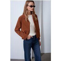 Kurze Utility-Jacke aus Kunstwildleder