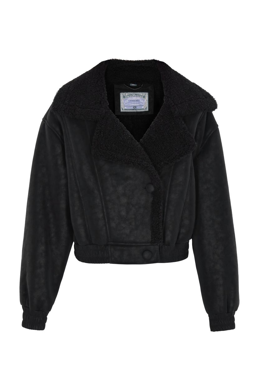 Kurze Shearling-Fliegerjacke aus Wildlederimitat