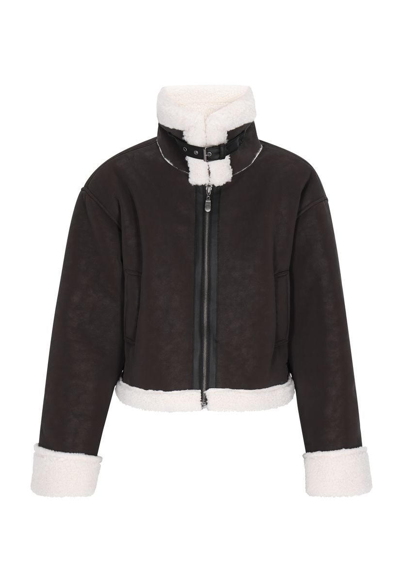 Kurze Aviator-Jacke mit Lammfellimitat