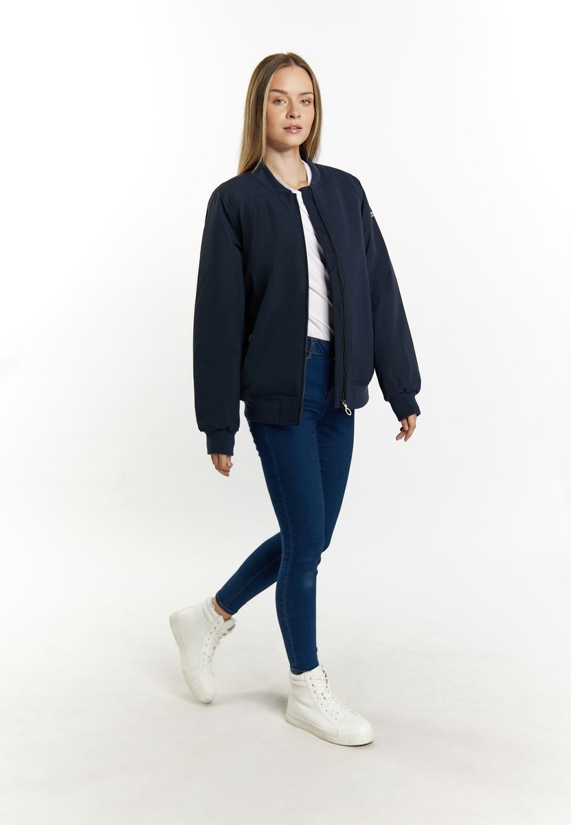 Wattierte Bomberjacke mit Rippstrick-Details
