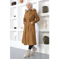Langer Parka mit Ösendetails und Kapuze