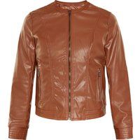 Elegante Kunstlederjacke mit Rundhals