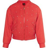 Gesteppte Bouclé-Bomberjacke mit Strass