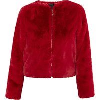 Elegante kragenlose Kunstfelljacke
