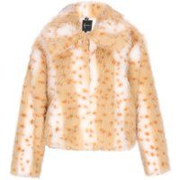 Kurze Webpelzjacke mit Punktmuster