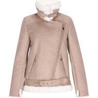 Aviator-Jacke aus Wildlederimitat mit Teddyfutter