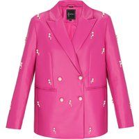 Perlenbesetzter zweireihiger Blazer aus Öko-Leder
