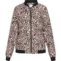 Bomberjacke mit Leopardenmuster und Reißverschluss