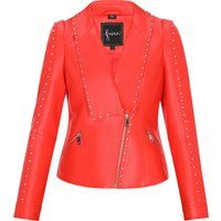 Bikerjacke aus Kunstleder mit Nieten