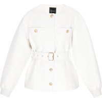 Kragenlose Gürteljacke mit Gold-Akzenten