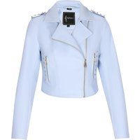 Besetzte asymmetrische Bikerjacke aus Kunstleder