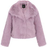 Kurze Kunstpelzjacke mit breitem Kragen