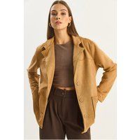 Klassische Blazerjacke aus Wildlederimitat