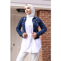 Kurze Denim-Jacke mit Used-Effekt