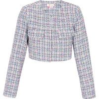 Kurzjacke aus Bouclé mit Rundhals