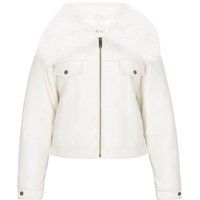 Kurze Kunstlederjacke mit Pelzkragen