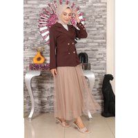 Zweireihiger Blazer und Tüllrock Set