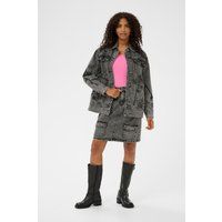 Oversize-Jeansjacke mit floralen Stickereien
