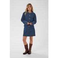 Strukturierte kragenlose Jeansjacke