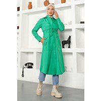 Langer Kapuzen-Trenchcoat mit Kordelzug