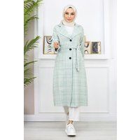 Eleganter karierter Tweed-Mantel mit Gürtel