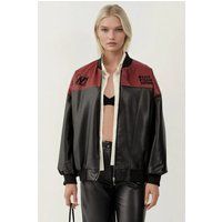 Oversized Kunstleder-Racing-Bomberjacke