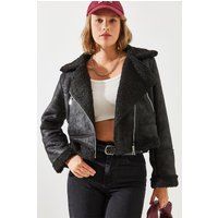 Kurze Aviator-Jacke mit Teddyfutter