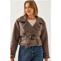 Kurze Pilotenjacke mit Teddyfell