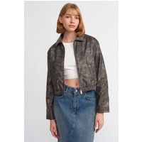 Kurze Bomberjacke in Distressed-Optik