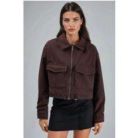 Kurze Gabardine-Jacke mit Reißverschluss