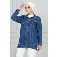 Langes Denim-Modell mit Laser-Details