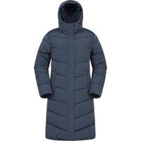 Langer gesteppter Puffer-Mantel mit Kapuze