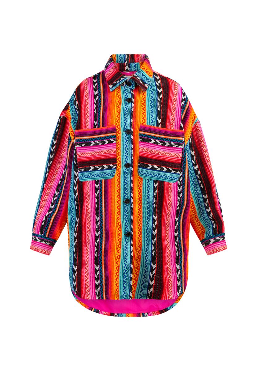 Oversize-Hemdjacke mit Ethno-Muster