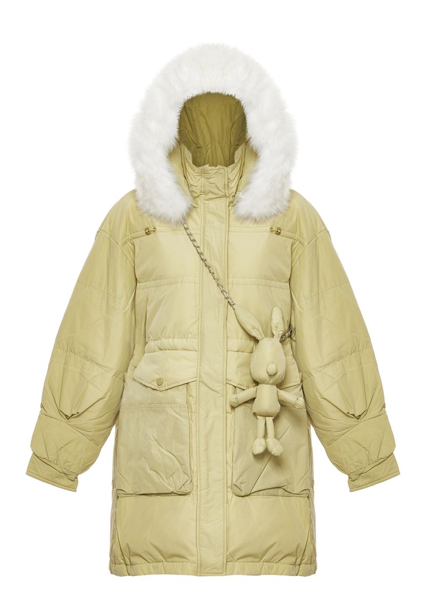 Oversized Steppparka mit Pelzkapuze