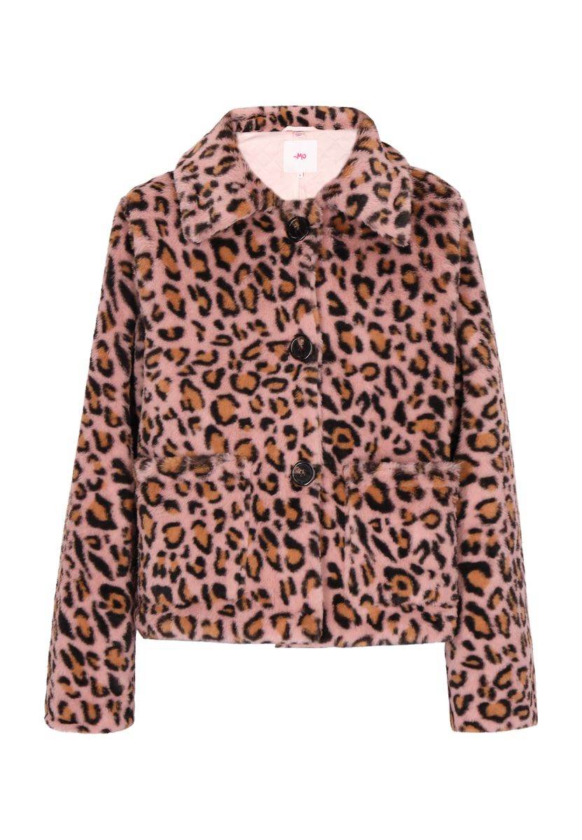 Kunstpelzjacke mit Leopardenmuster