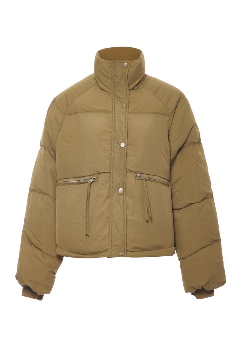 Kurze Steppjacke mit hohem Kragen