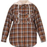 Karierte Flanell-Hemdjacke mit Kapuze