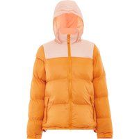 Zweifarbige Pufferjacke mit Kapuze