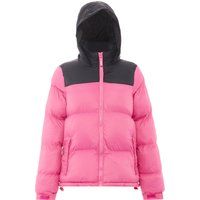Zweifarbige Pufferjacke mit Kapuze